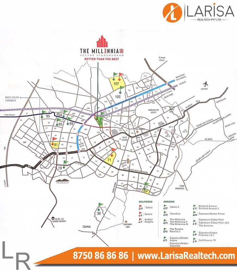 Signature Global Millennia 3 Location Map