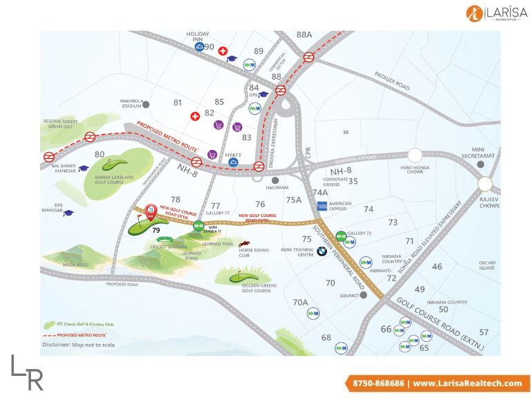 m3m golf hills location map