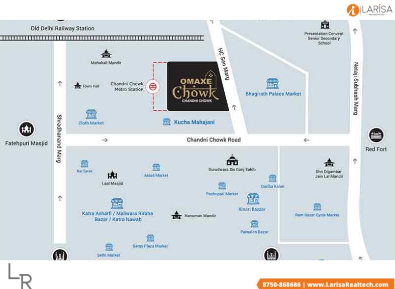 omaxe chandni chowk location map