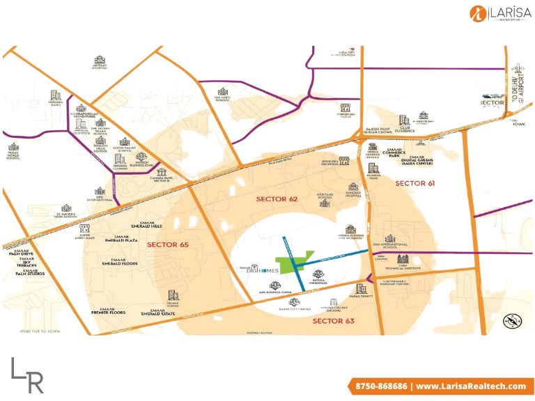 location map emaar digi homes gurgaon