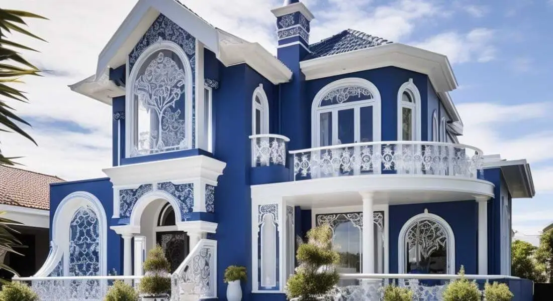 blue and white colour combination for house exterior 