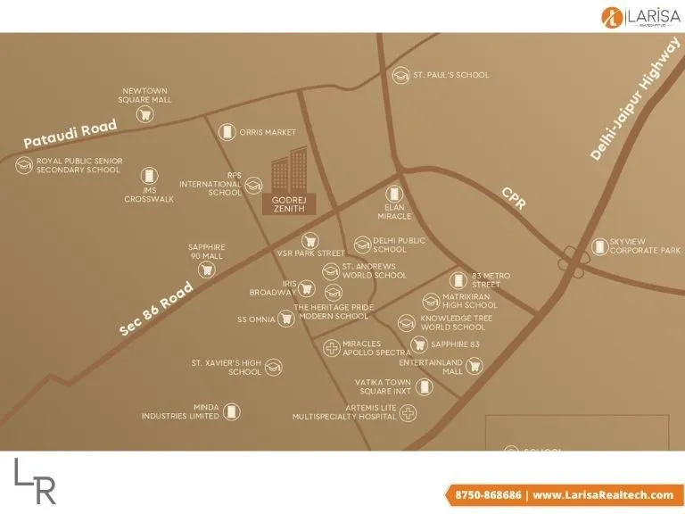location map godrej zenith sector 89 gurgaon