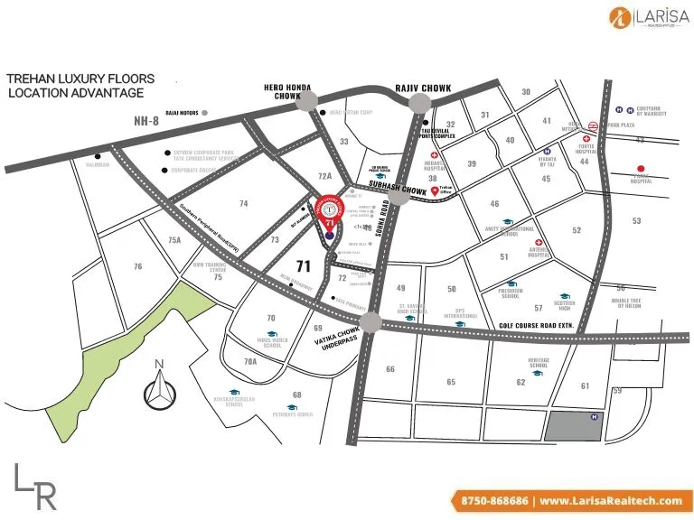 trehan luxury floors sector 71 location map