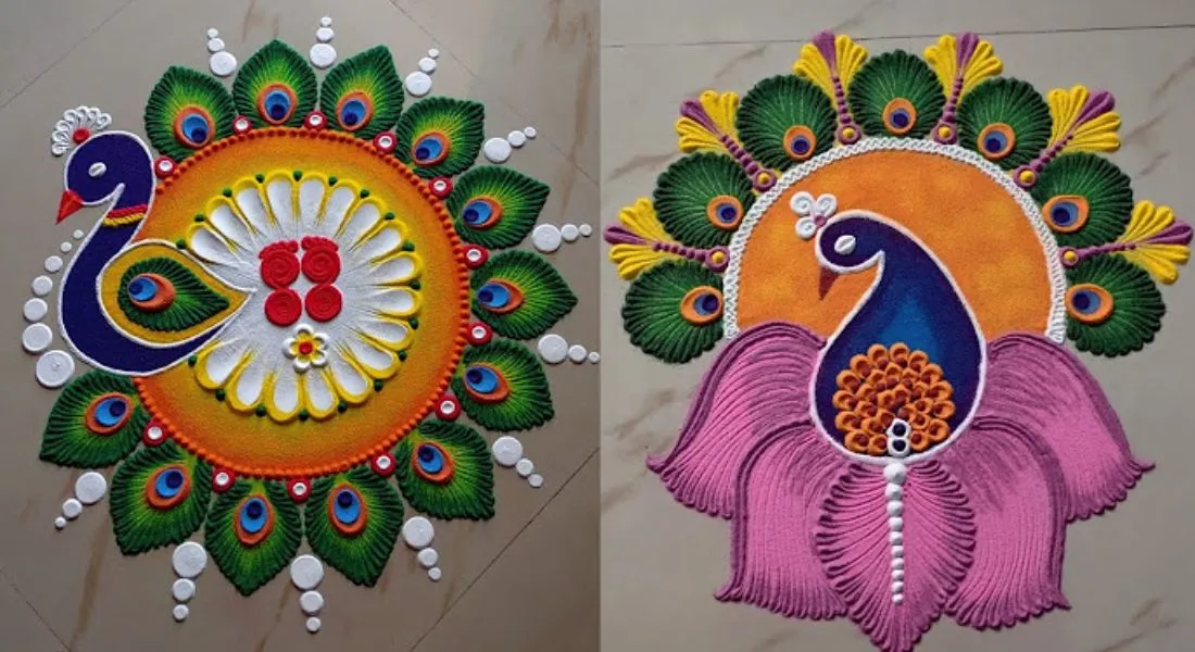 Peacock simple rangoli design