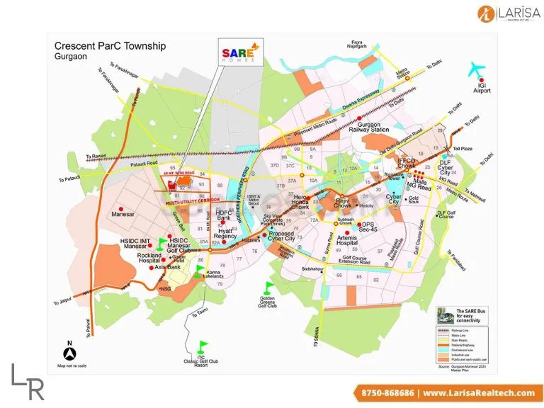 sare homes sector 92 gurgaon location map