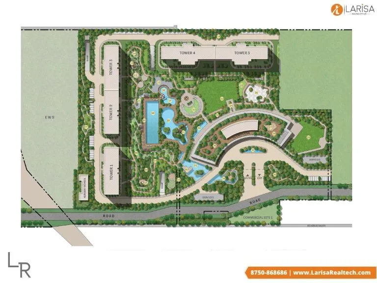 site plan of sobha aranya karma lakelands