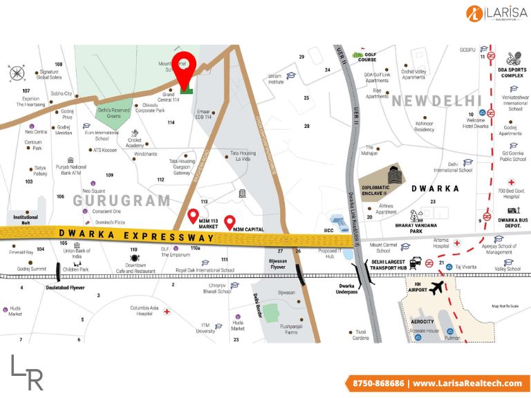 m3m sco plots sector 114 location map