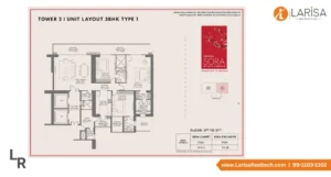 Godrej Sora 3BHK Type 1 Floor Plan